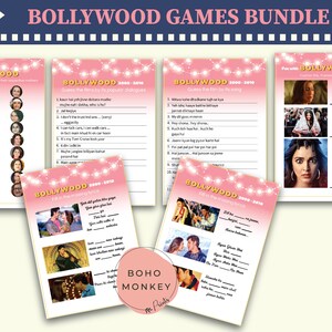 5 Bollywood Games Bundle Bollywood Song Game Bollywood Dialogues Game Caption Game Match the celebrities with their mothers game