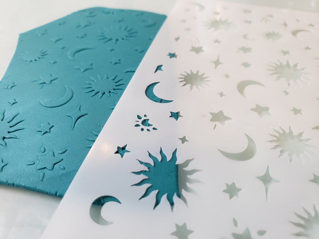 Night Sky Stencil Sun and Moon Texture Embossing Stamp - Etsy