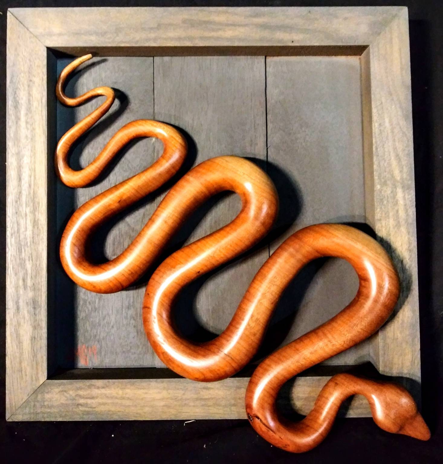 Untitled. Wooden snake sculpture in shadowbox rustic wood fine Etsy
