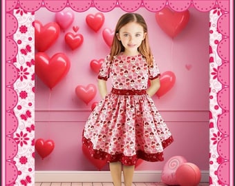 Girl’s Valentine’s Dress, Sparkly Dresses For Girls, Hearts Dress Matching Girls and Dolls Dress Valentine dress, girls valentine baby dress