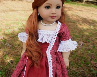 Vestido formal colonial para muñecas de 18 pulgadas/Ropa colonial para muñecas de 18 pulgadas/Ropa patrimonial para muñecas/Vestido de las hermanas Hamilton Schuyler
