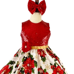 Gesmoktes Baby-Weihnachtskleid: Pailletten-Urlaubs-Party-Outfit