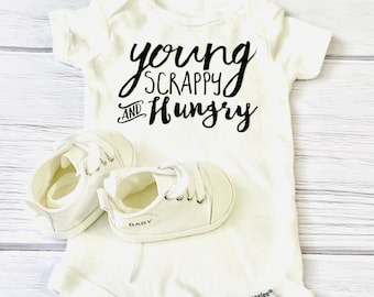 Young Scrappy And Hungry Baby Onesie, Hamilton Baby Onesie, Broadway Shirts, Hamilton Baby, Baby Gift, Baby Shower Gift, Cute Baby Onesie