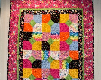 Jojo Siwa Quilt: Rainbow Cheetah Flannel Back, Toddler Girl Quilt (56x39)