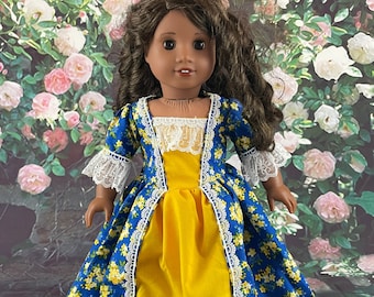 Vestido colonial para muñeca de 18 pulgadas: estilo Hamilton Schuyler Sisters