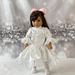 18 Inch Doll Clothes, White Picnic Dress, Samantha Outfits For 18 Inch Dolls, Heritage Fashions For 18 Inch Dolls, 18 Inch Doll Dresses