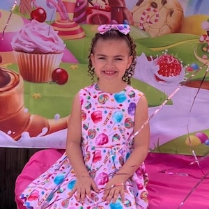 Girls Candyland Birthday Dress: Handmade Cotton Candy Twirl Dress