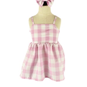 Girls Pink check Dress Costume, Pink check baby dress, Baby dress, pink plaid twirl dress, pink gingham dress, Doll Movie inspired dress