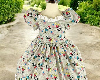 Mickey Mouse Girls Dress: 4th of July Theme Park Outfit