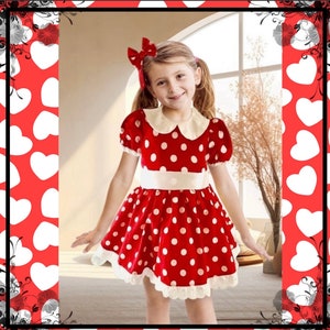 Red Polka Dot Minnie Mouse Dress: Halloween Costume with Hair Bow
