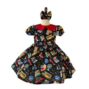 Primer día de clases, Vestido escolar para niñas, Vestido para la vuelta al cole, Vestido con el alfabeto, Vestido preescolar, Vestido de jardín de infancia, Vestido de manzana para niñas.