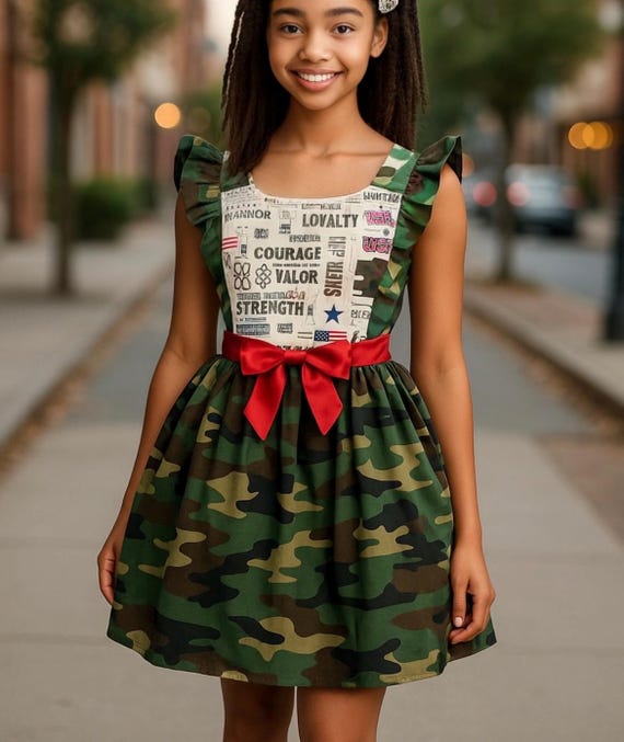 sachin and babi light blue dress Camo Toddler Dress: Green Brown Camouflage, Military Homecoming Outfit