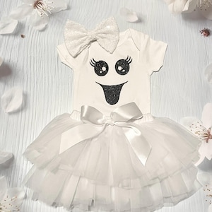 Baby Ghost Tutu Outfit: Organic Cotton Halloween Costume
