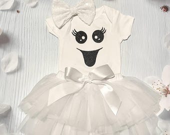 Baby Ghost Tutu Outfit: Organic Cotton Halloween Costume