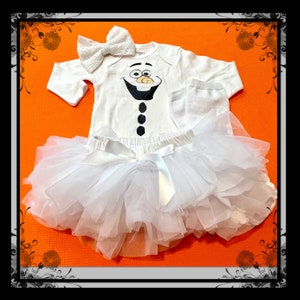 Girls 3 Piece OLAF Costume Tutu Outfit  Costume, Baby Olaf Costume, Frozen Costumes For Babies, Frozen Olaf Baby Bodysuit, White Tutu
