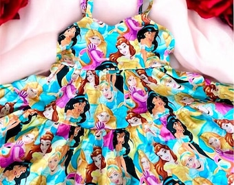 Princess Dress Twirl Panel. Disney Dress Birthday Ariel Cinderella, Belle,  Jasmine, Tangle Snow Tiana. - Etsy