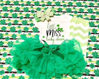 Little Miss Lucky Charm St Patrick’s Day Baby Girl Outfit, 1st St Patricks Day Baby Girl Outfit, St Patricks Day Baby Girl Bodysuit