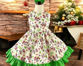 Christmas Mickey & Minnie Mouse Dress Mickey Minnie Dress Mickey Minnie  Mouse Party Dress Photos W Santa Dress 3mo To8yr Flutterorsleeveless - Etsy