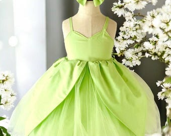 Vestito di Trilli, Vestito di Trilli per Halloween, Costume da neonata, Vestito con gonna di petali di Trilli, Vestito costume di Trilli,