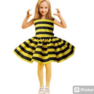 Bumble Bee Sleeveless Dress Halloween Costume Infant Baby Toddler Girl, Bumblebee Costume Dress, Bumblebee Dress
