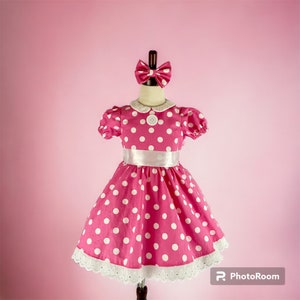 Pink Minnie Mouse Dress, Minnie Costume, pink polka dot dress, Minnie Mouse inspired outfit, Birthday Party Dresses, Minnie Mouse Dress,