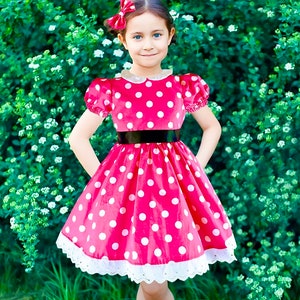Pink Minnie Mouse Dress, Minnie Costume, pink polka dot dress, Minnie Mouse inspired outfit, Birthday Party Dresses, Minnie Mouse Dress,
