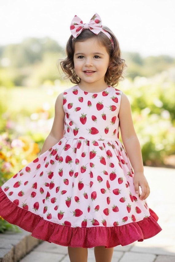 berry first birthday dress Strawberry Twirl Dress, Outfit, Baby Girl Strawberry Dress, Toddler Summer Dress, Handmade With Bow, Photo Outfit Color:dark purple Beautiful Girls dress color:navy blazer Strapless straight across neckline