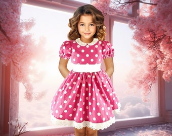Pink Polka Dot Minnie Mouse Smocked Outfit Minnie Mouse Dress, Pink Dot  Dress, Pink Minnie Mouse
