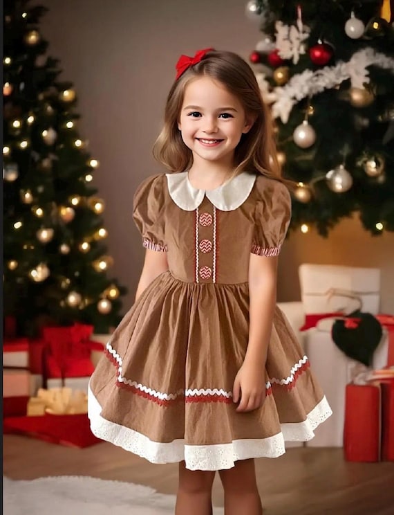 Girls Christmas Dress twirl Dress gingerbread Girl Dress gingerbread Costume santa Photo Outfit christmas Outfit toddler Dress Etsy