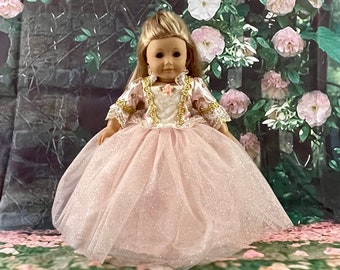 18 Inch Doll Colonial Formal Dress, Annalise Dress, Princess Doll Dresses, 18 Inch Doll Gowns, Colonial Doll Clothes, Princess Ball Gown