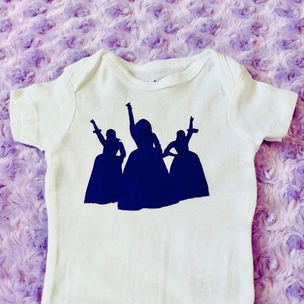 Hamilton Schuyler Sisters Silhouette Baby Onesie, Broadway Musical Hamilton Baby Clothes, Baby Shower Gifts, Hamilton Baby Onesies,