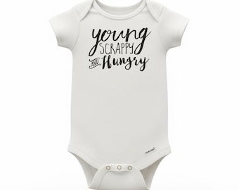 Young Scrappy And Hungry Baby Onesie, Hamilton Baby Onesie, Broadway Shirts, Hamilton Baby, Baby Gift, Baby Shower Gift, Cute Baby Onesie