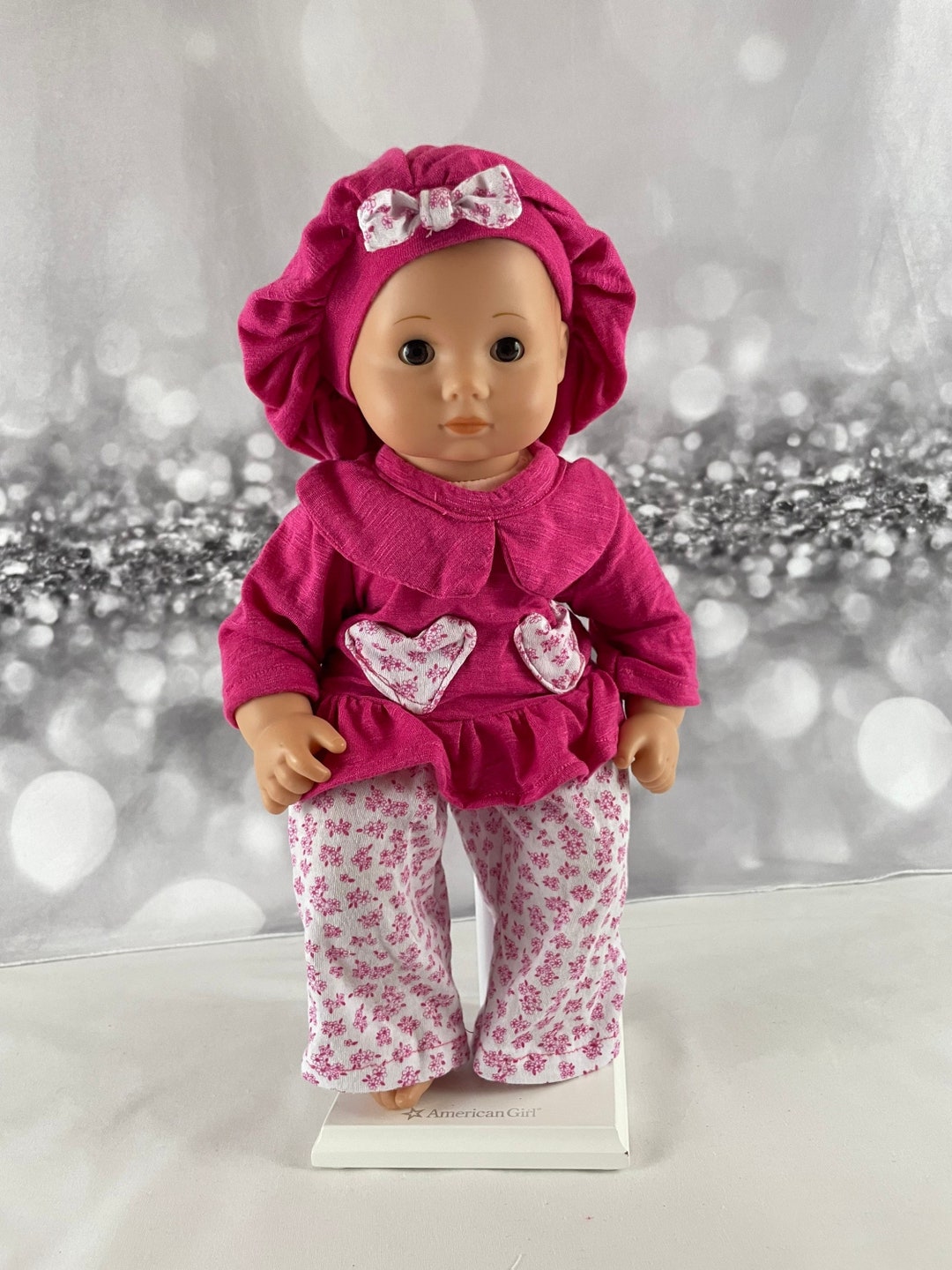 Baby Doll Play Outfit, Pink Outfit for Dolls. Sweaters for Dolls, Beret