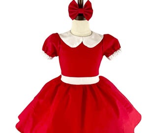 Red Dress, Annie Inspired dress up, Annie Costume, Peterpan Collar Dress, Tomorrow, classic dress, Christmas gift, Annie Dress, Theatre
