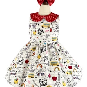 Girls back to school dress, Girls crayon dress, preschool outfit, rainbow dress, kindergarten outfit, first day of school dress