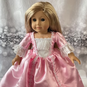 Angelica Schuyler Doll Dress: Pink Satin Gown, 18 Inch Doll