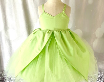 Tinkerbell Dress, Tinker Bell Dress Halloween Costume Infant Baby Toddler Girl, Tinkerbell Petals Skirt Dress, Tinker Bell Costume Dress,