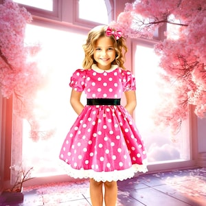 Pink Minnie Mouse Dress, Minnie Costume, pink polka dot dress, Minnie Mouse inspired outfit, Birthday Party Dresses, Minnie Mouse Dress,