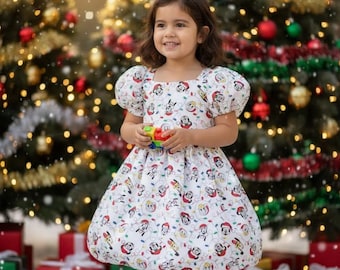 CHRISTMAS Mickey Minnie Mouse Dress Disney MICKEY Minnie Christmas Dress  Christmas Santa Party Dress Sleeveless or Flutter Sleeve 6mo-8yr. - Etsy