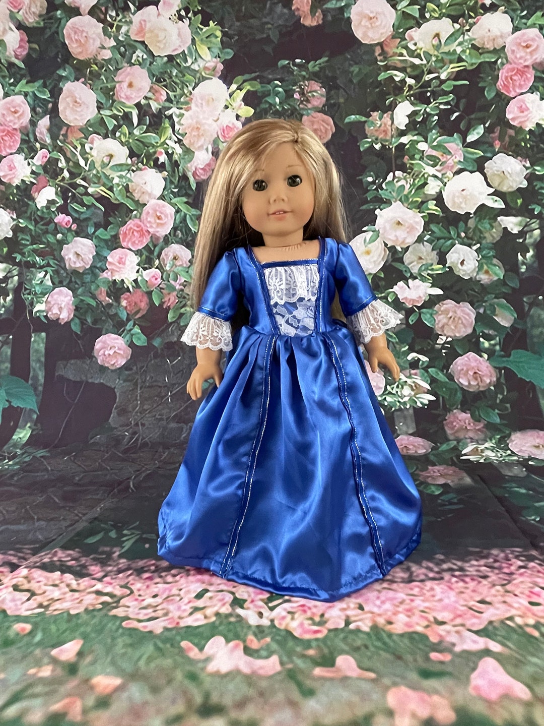 Handmade 18 Inch Doll Gown: Royal Blue Colonial Dress - Etsy