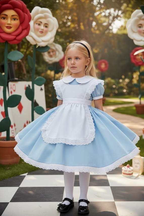 alice in wonderland birthday dress Costume, Party Dress,girls Cotton Costume,twirl Dress,dress With Pinafore,vintage ,theater Costume, Size:36G worthy look for celebrations dresses for bridal shower Late check out 🦋🩵