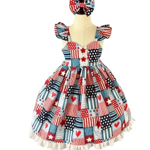 4th of July dress, Fourth of July dress ,Patriotic outfit, Indpendance Day Baby Girl Dress, Patriotic Toddler Dress, Red White and Blue