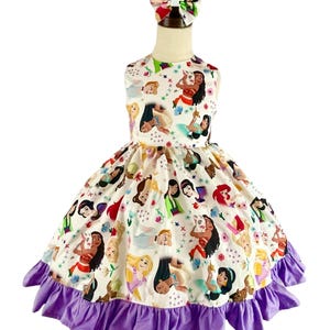 Princess Inspired Dress: Cotton Twirl Dress with Matching Bow