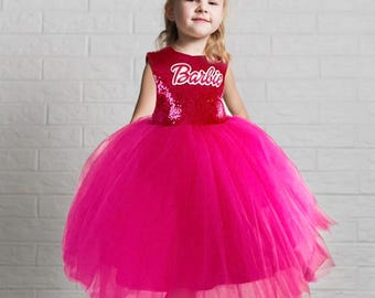 Hot Pink Sequin & Tulle Doll Dress: Fashion Birthday Outfit