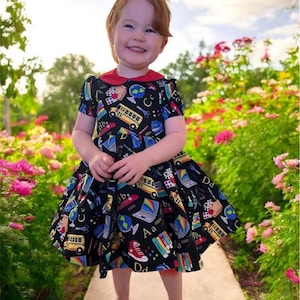 Vestido para niña para el regreso a clases, atuendo para preescolar para el regreso a clases, vestido para el primer día de clases, vestido para niñas para el regreso a clases, vestido académico para niñas pequeñas.