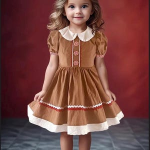 Girls Christmas Dress, Gingerbread Costume,  Christmas outfit, Toddler Holiday Dress, Christmas Photo shoot Dress, Santa Photo
