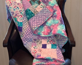 Handmade Patchwork Baby Girl Quilt: Boho Animal Blanket