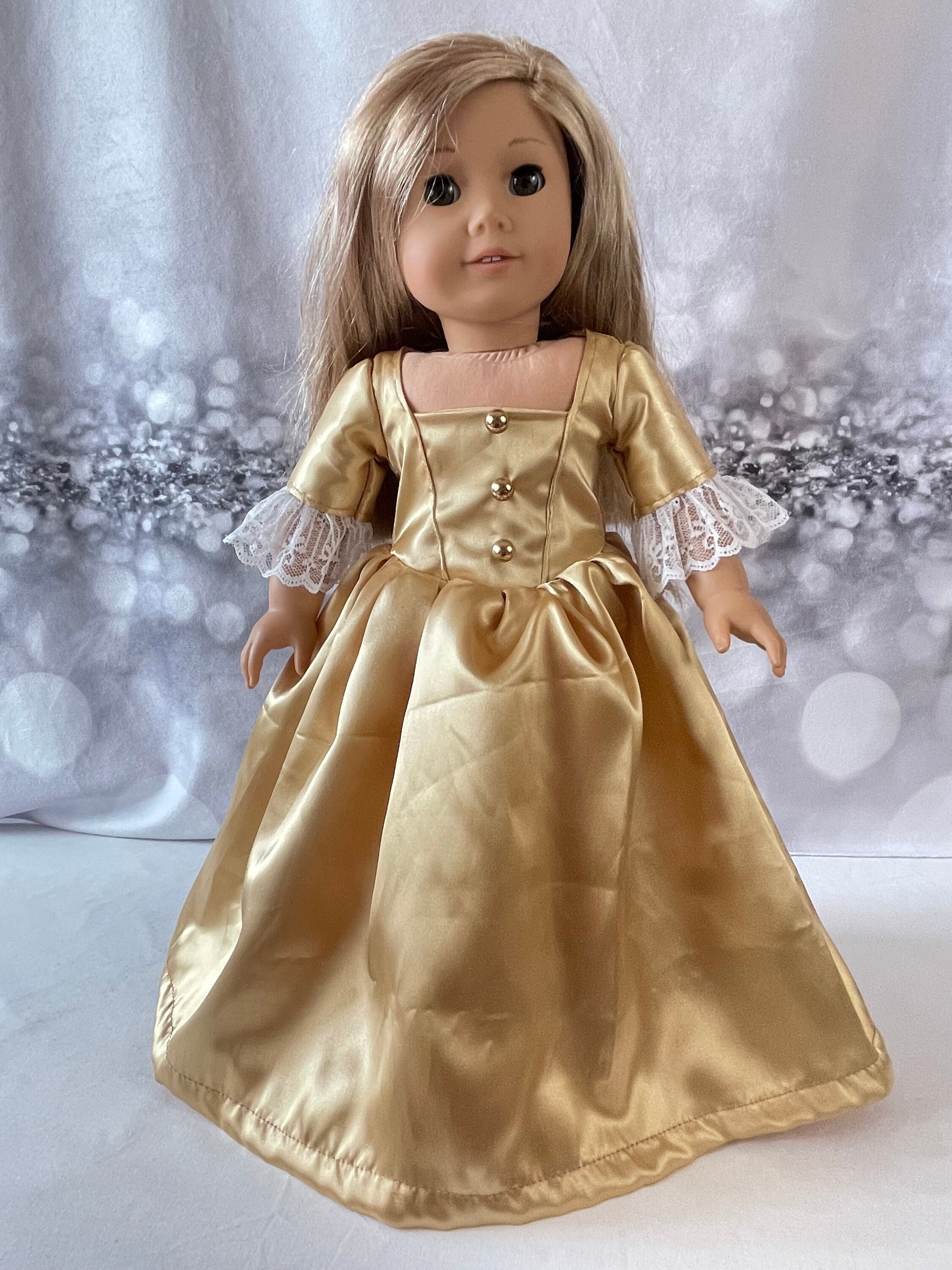 Peggy Schuyler Doll Dress: Gold Satin, Lace Sleeves - 18 Inch Doll Costume  - Etsy