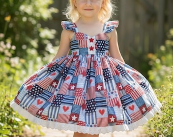 4th of July dress, Fourth of July dress ,Patriotic outfit, Indpendance Day Baby Girl Dress, Patriotic Toddler Dress, Red White and Blue