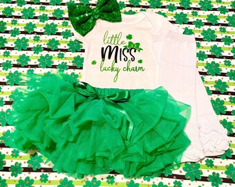 Little Miss Lucky Charm St Patrick’s Day Baby Girl Outfit, 1st St Patricks Day Baby Girl Outfit, St Patricks Day Baby Girl Bodysuit